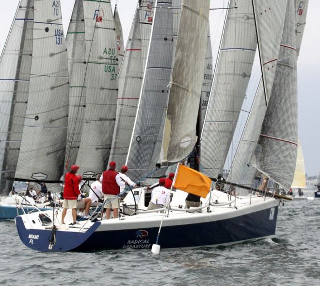 Radical Departure crosses line the wrong way as other Farr 40s start - Day 1 - Ullman Sails Long Beach Race Week 2011 © Rich Roberts http://www.UnderTheSunPhotos.com